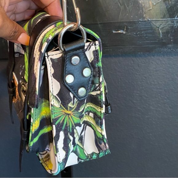 Proenza Schouler PS1 Tropical Print Nylon Pouch Crossbody Bag Ecru Multi Flawed - Picture 8 of 16